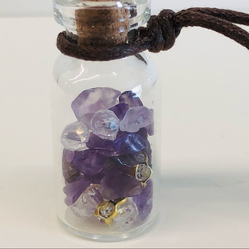 ❤️ Amethyst in a Bottle Pendant Necklace New
